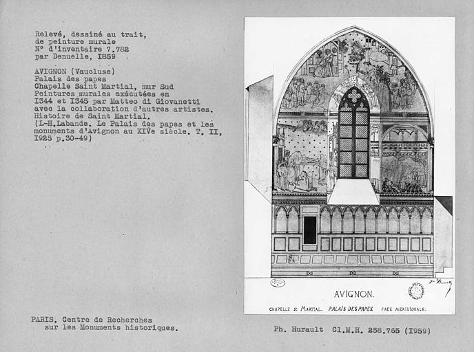 Relevé du mur sud de la chapelle Saint-Martial