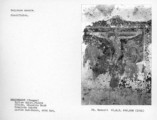 Partie sud-ouest du mur est de la première travée de la crypte de la chapelle latérale nord, ensemble de la Crucifixion