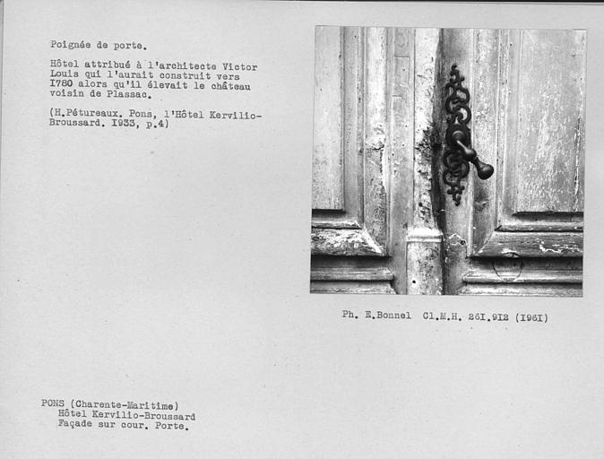 Poignée de la porte de la façade sur cour