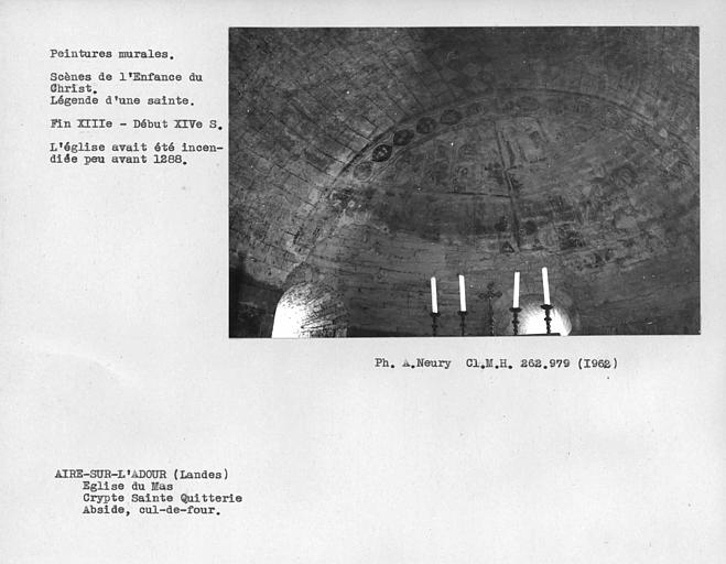 Ensemble des peintures murales du cul-de-four est de la crypte Sainte-Quitterie, Enfance du Christ et Légende d'une Sainte