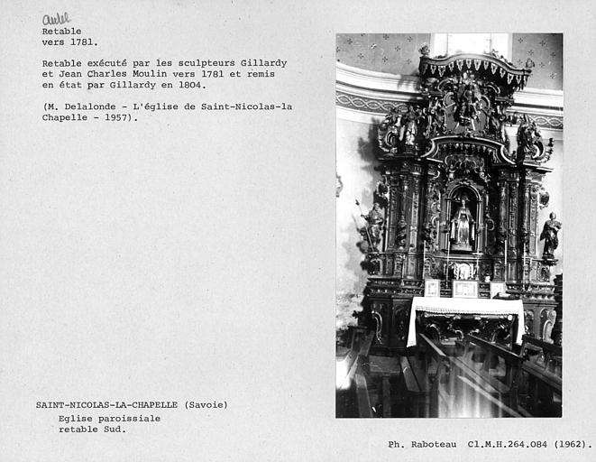 Retable du transept sud remis en état par Gillardy en 1804