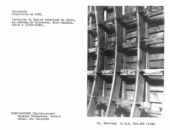 Charpente du comble, détail des caissons