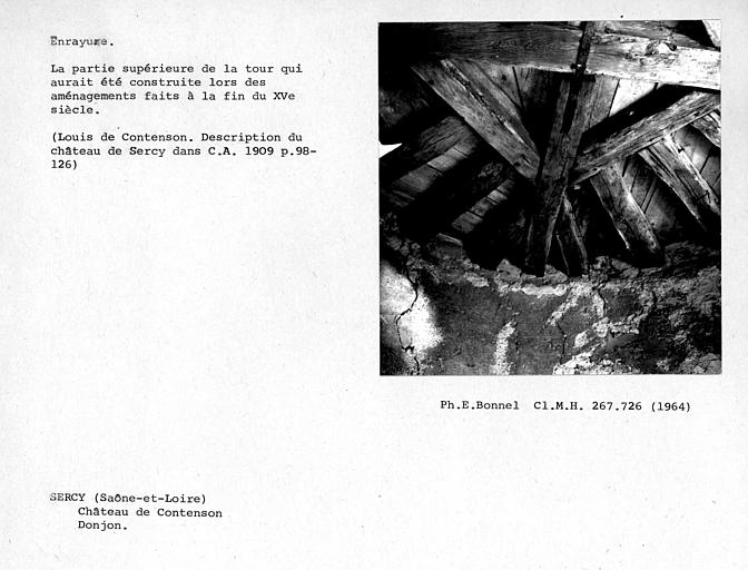 Charpente du donjon. Première enrayure du côté nord-ouest de la tour