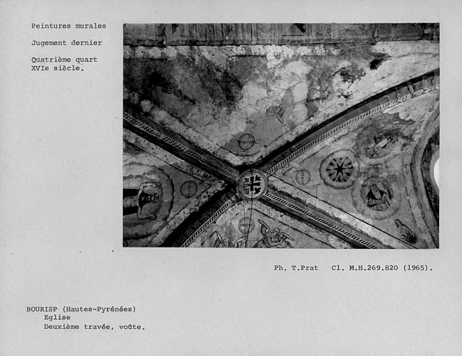 Peinture des voûtains sud et est de la deuxième travée de la nef, la première après la tribune
