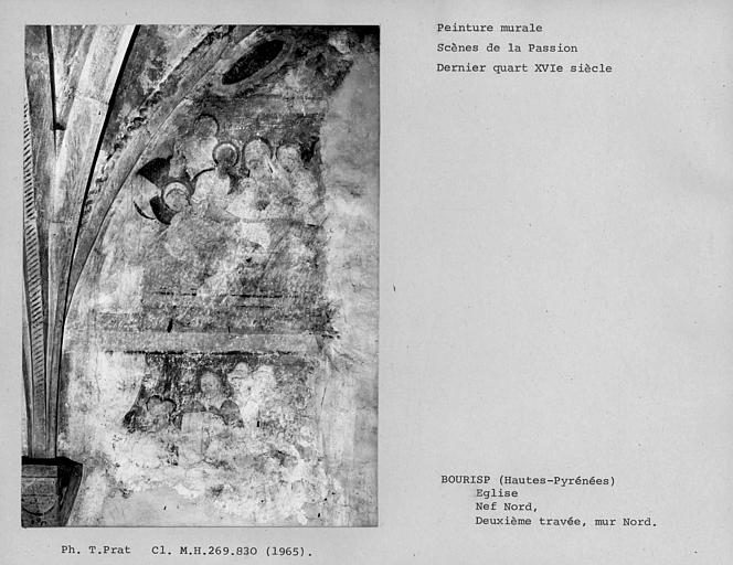Peintures du mur nord de la deuxième travée du bas-côté nord, partie gauche : mise au Tombeau