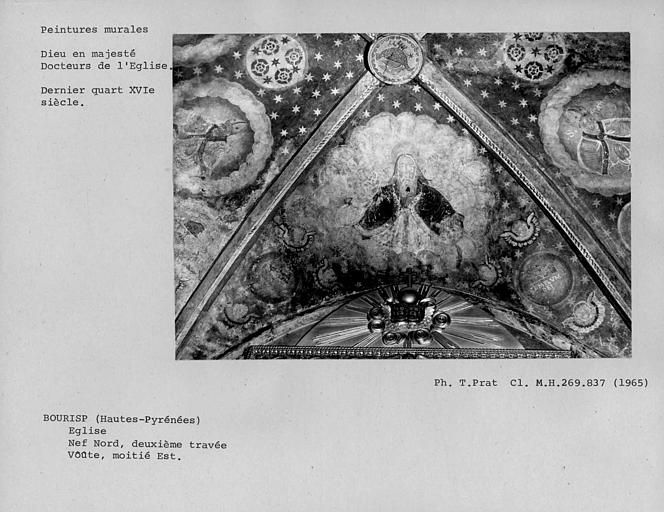 Peintures des voûtes de la deuxième travée du bas-côté nord, voûtain est