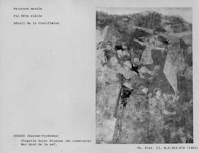 Peinture du mur nord de la nef : Déposition de Croix, groupe de gauche voisin de la Croix