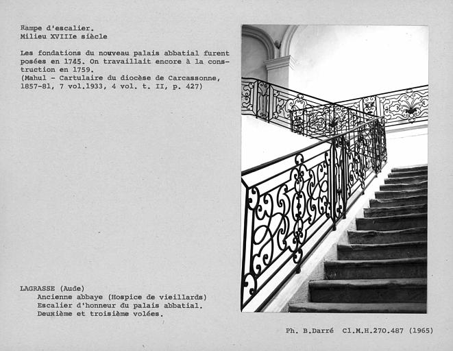 Rampe en fer forgé de l'escalier d'honneur, deuxième et troisième volées