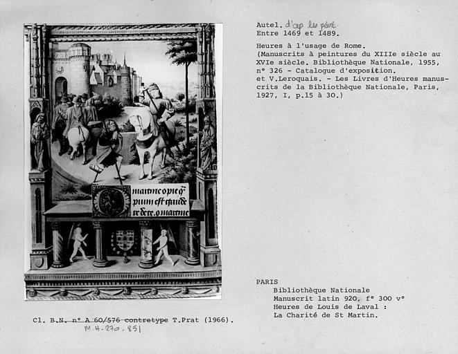 Manuscrit à peintures : dessin d'autel dans La charité de Saint Martin