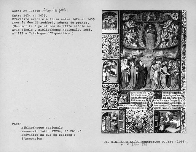 Manuscrit à peintures : dessin d'autel et lutrin dans le Bréviaire du duc de Bedford