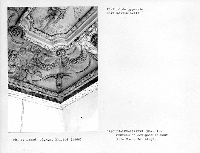 Premier étage de l'aile nord, motifs d'angle du plafond de la salle du fond