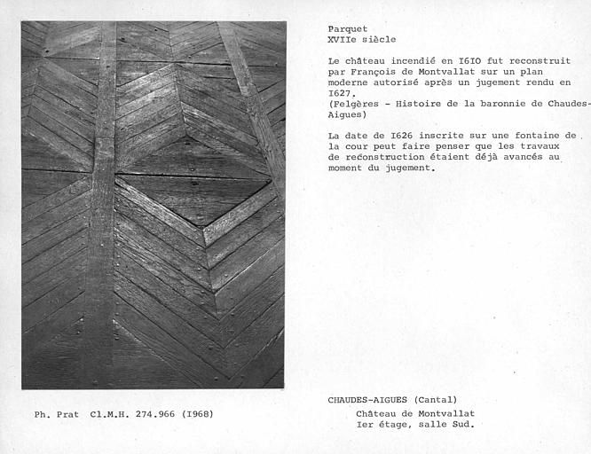 Parquet de la salle sud au premier étage