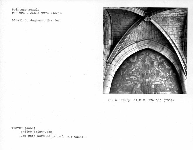 Peinture murale du mur ouest du bas-côté nord de la nef : Jugement dernier, moitié haute