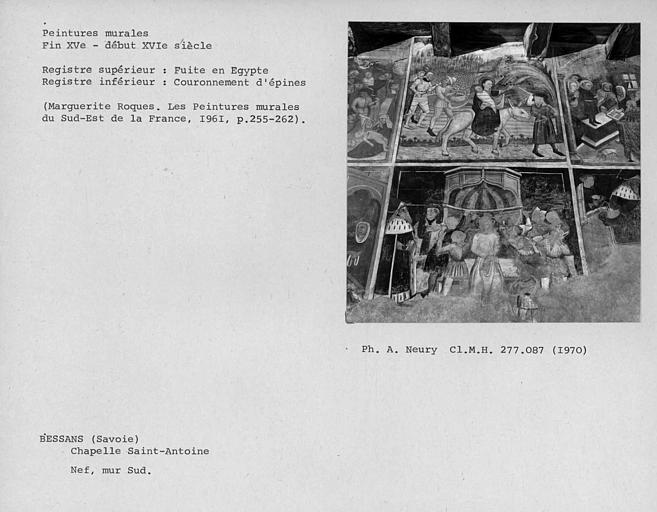 Registre supérieur du mur sud intérieur : Fuite en Egypte, registre inférieur : Couronnement d'épines