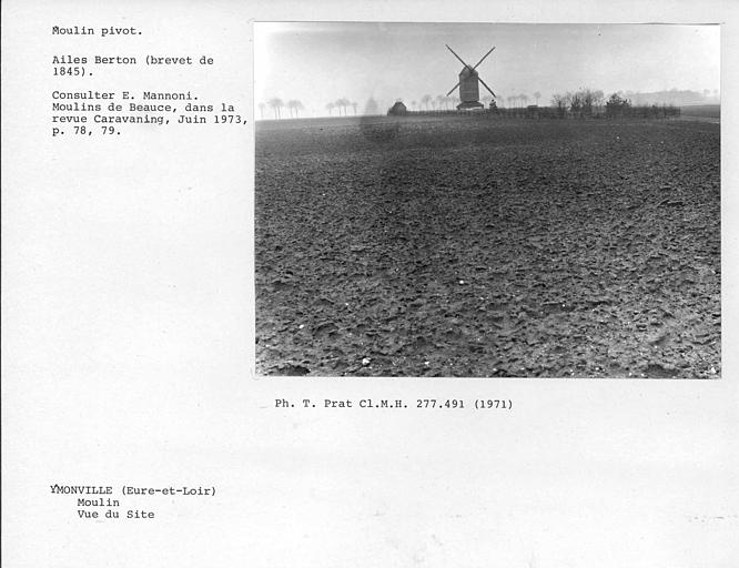 Face arrière, vue d'ensemble du moulin dans son site