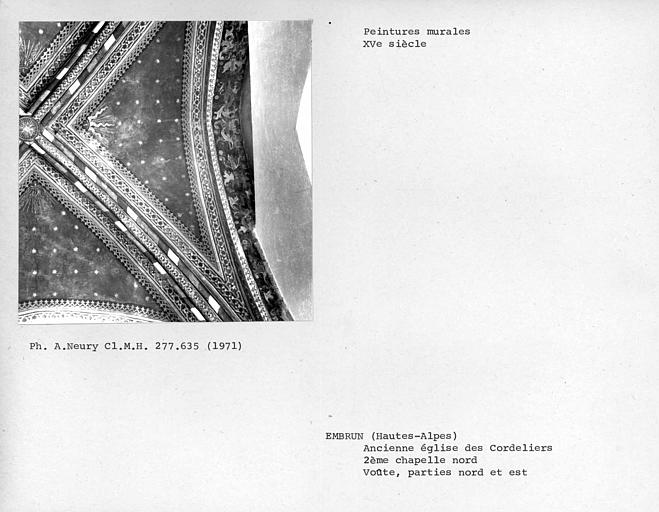 Peintures murales des parties sud et est de la voûte de la deuxième chapelle nord