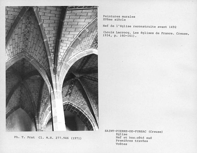 Faux appareil et ornements peints des voûtes des premières travées et du bas-côté sud de la nef