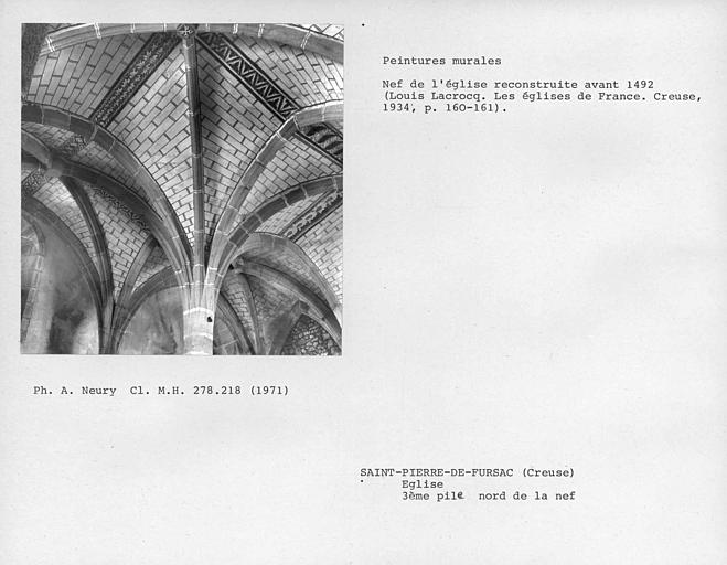 Partie supérieure de la troisième pile nord de la nef, deuxième voûte de la nef, deuxième et troisième voûtes du bas-côté nord