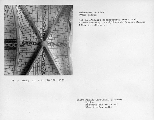 Troisième voûte avec décor peint du bas-côté sud de la nef
