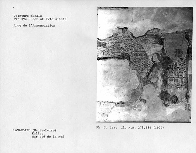 Peinture murale du registre inférieur de la première travée du mur sud de la nef : Ange de l'Annonciation