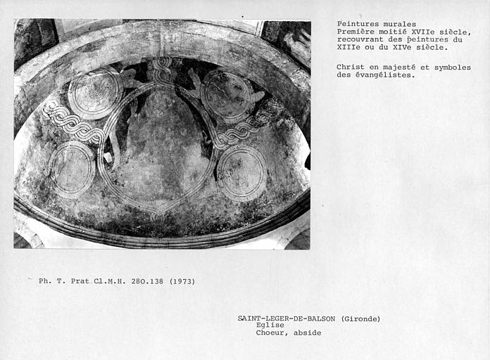 Choeur, peintures murales du cul-de-four : Christ et symboles des évangélistes