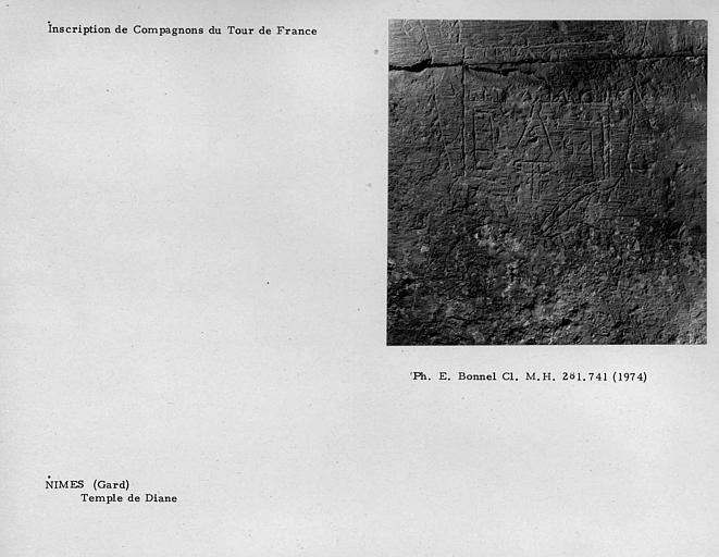 Temple de Diane. Inscription de compagnon du Tour de France