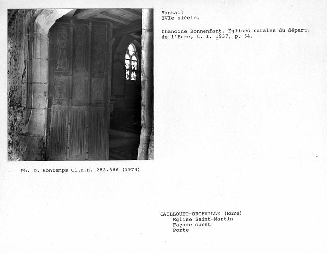 Face du vantail de la porte de la façade ouest