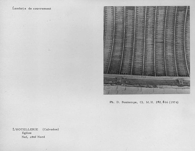 Charpente lambrissée du côté nord de la nef