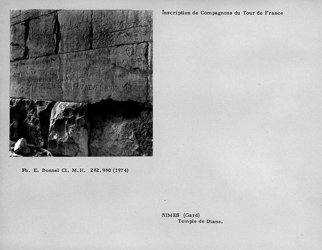 Temple de Diane. Inscription de compagnon du Tour de France