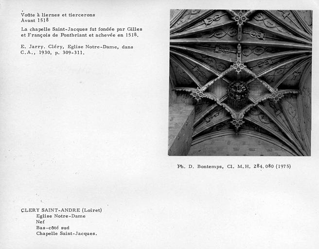 Voûte de la chapelle Saint-Jacques, du bas-côté sud de la nef
