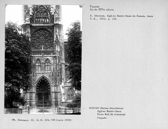 Façade du bras sud du transept