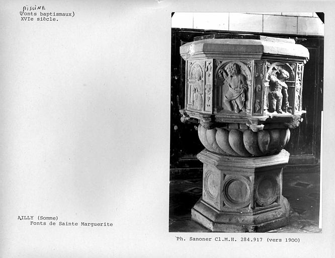 Fonts baptismaux de Sainte Marguerite - © Ministère de la Culture (France), Médiathèque du patrimoine et de la photographie, Centre de recherches sur les Monuments historiques (CRMH), diffusion GrandPalaisRmn Photo