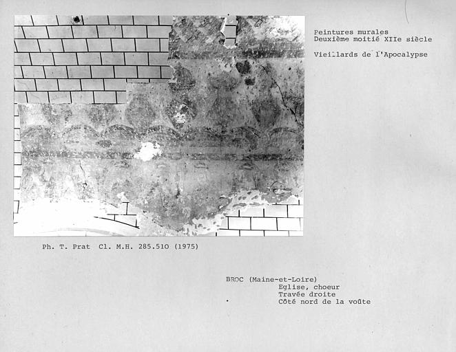 Peintures murales du côté nord de la voûte de la travée droite du choeur : vestiges de vieillards de l'apocalypse