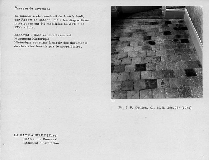 Carreaux de pavement du corps de logis