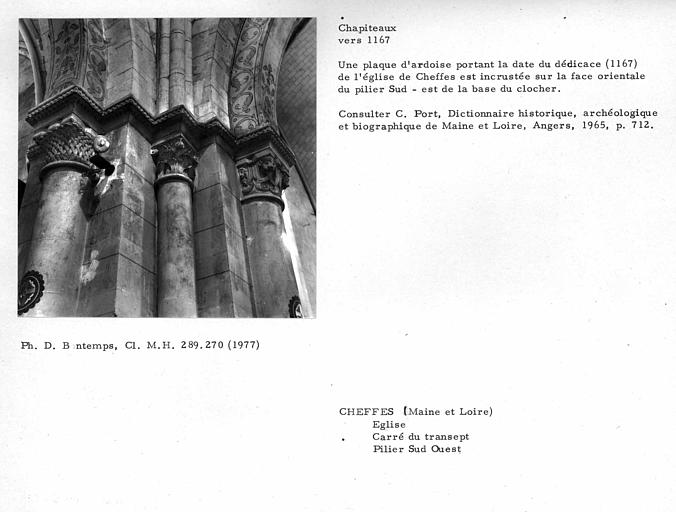 Chapiteaux de l'angle sud-ouest du choeur, base du clocher