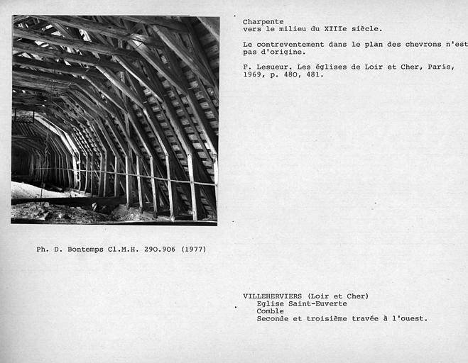 Charpente du comble, seconde et troisième travées à l'ouest