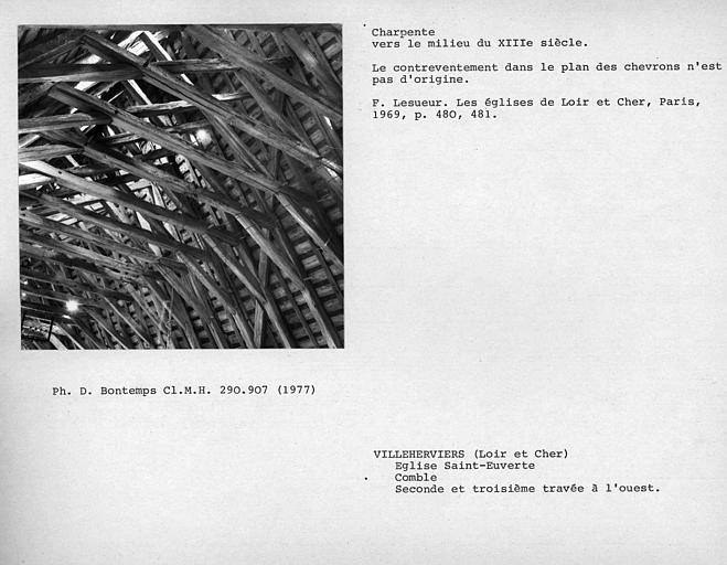 Charpente du comble, seconde et troisième travées à l'ouest