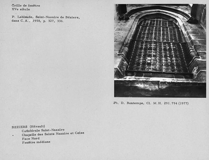 Grille de la fenêtre nord médiane de la chapelle de Saint Nazaire et Celse