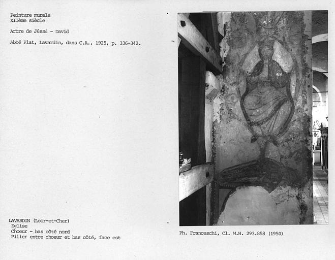 Peinture murale sur la face est du pilier entre le choeur et le bas-côté nord du choeur : l'Arbre de Jessé, David