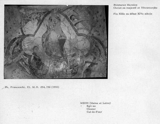 Peinture murale sur le cul de four de l'abside : Christ en Majesté et tétramorphe, ensemble