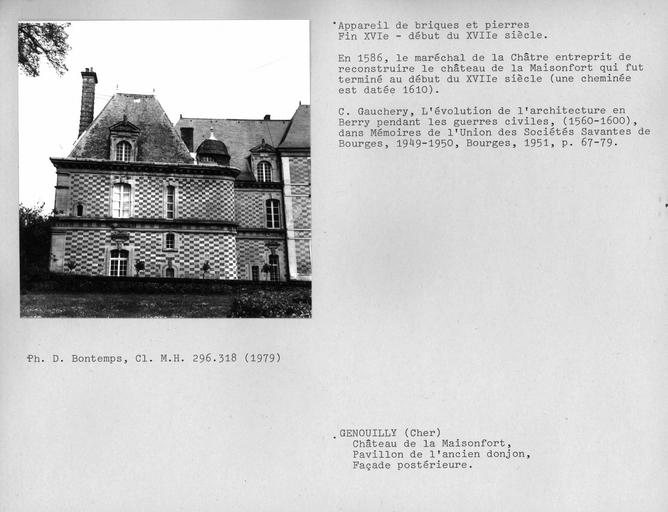 Appareil de brique et pierre. Appareil de briques et pierres de la façade postérieure du pavillon gauche