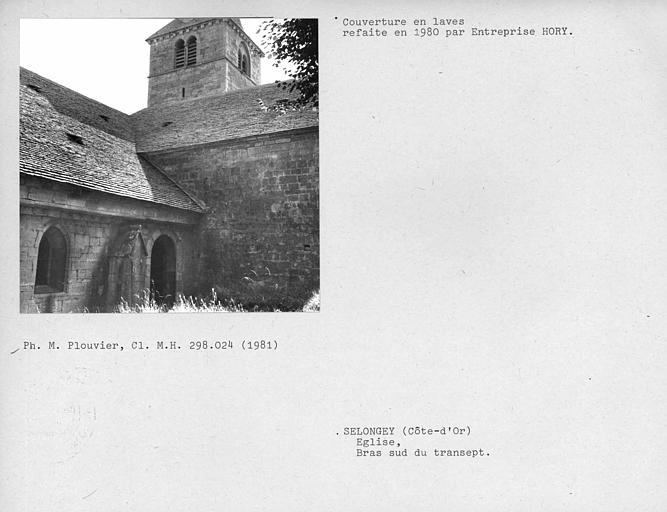 Couverture en laves refaite en 1980, bras sud du transept