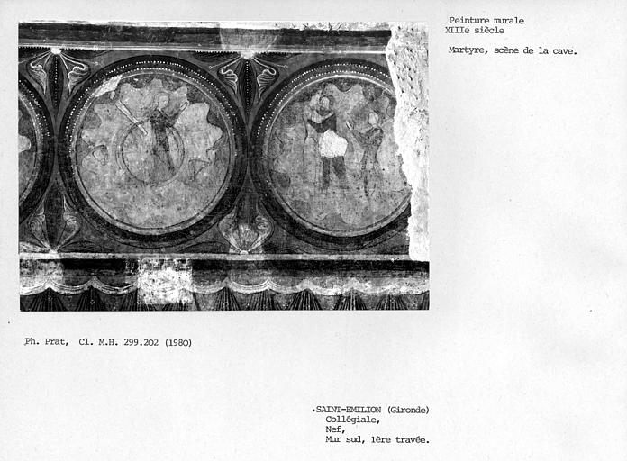 Première travée du mur sud de la nef : légende de Sainte-Catherine, Martyre, Scène de la cave