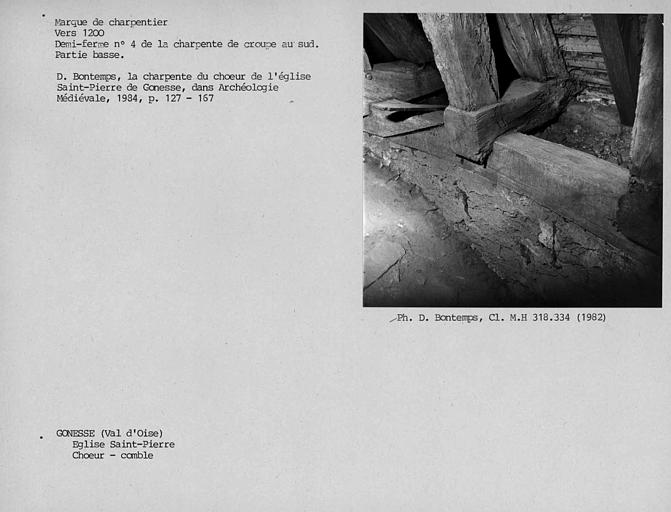 Charpente du comble du choeur, croupe au sud, partie basse de la quatrième demi-ferme