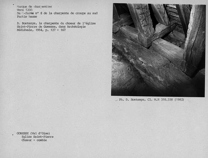 Charpente du comble du choeur, croupe au sud, partie basse de la huitième demi-ferme