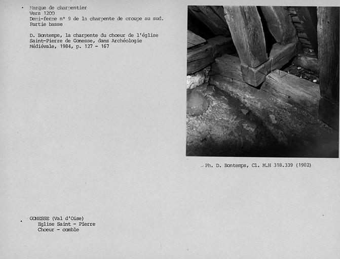 Charpente du comble du choeur, croupe au sud, partie basse de la neuvième demi-ferme