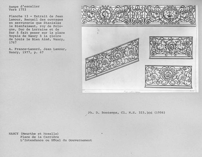 Dessin de rampes d'escalier en fer forgé