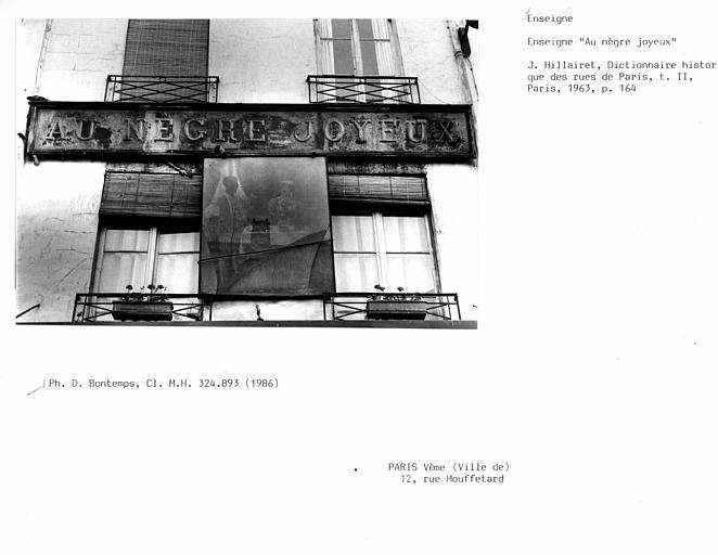 Enseigne : 'Au nègre joyeux'