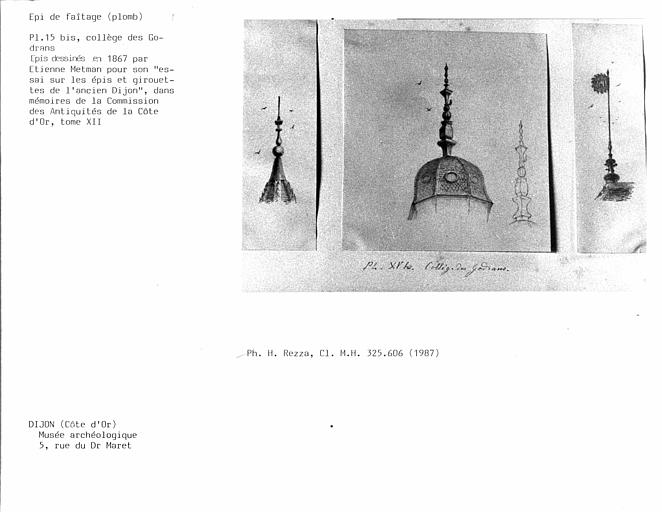 Croquis d'épi de faîtage en plomb