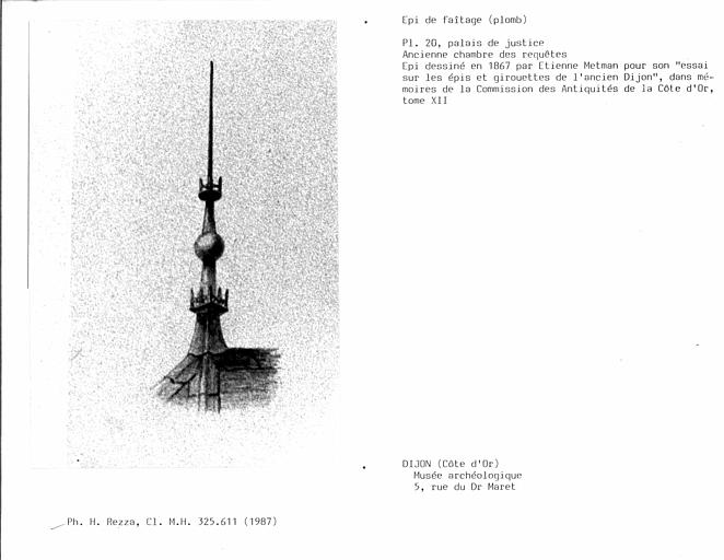 Croquis d'épi de faîtage en plomb